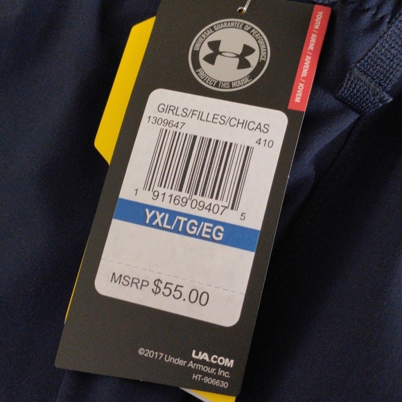 NWT Under Armour Girl's Youth XL Water Resistant Loose Fit Navy Blue Pan… - Picture 6 of 16